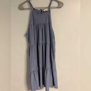 Blue Sleeveless Tiered Dress